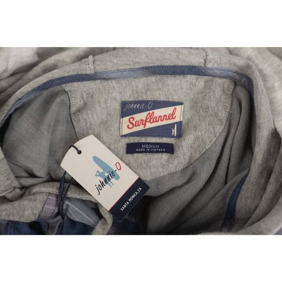 Johnnie-O Mens Albert Shirt Top Overshirt Size M Blue Plaid Hooded Malibu NWT - Picture 6 of 6